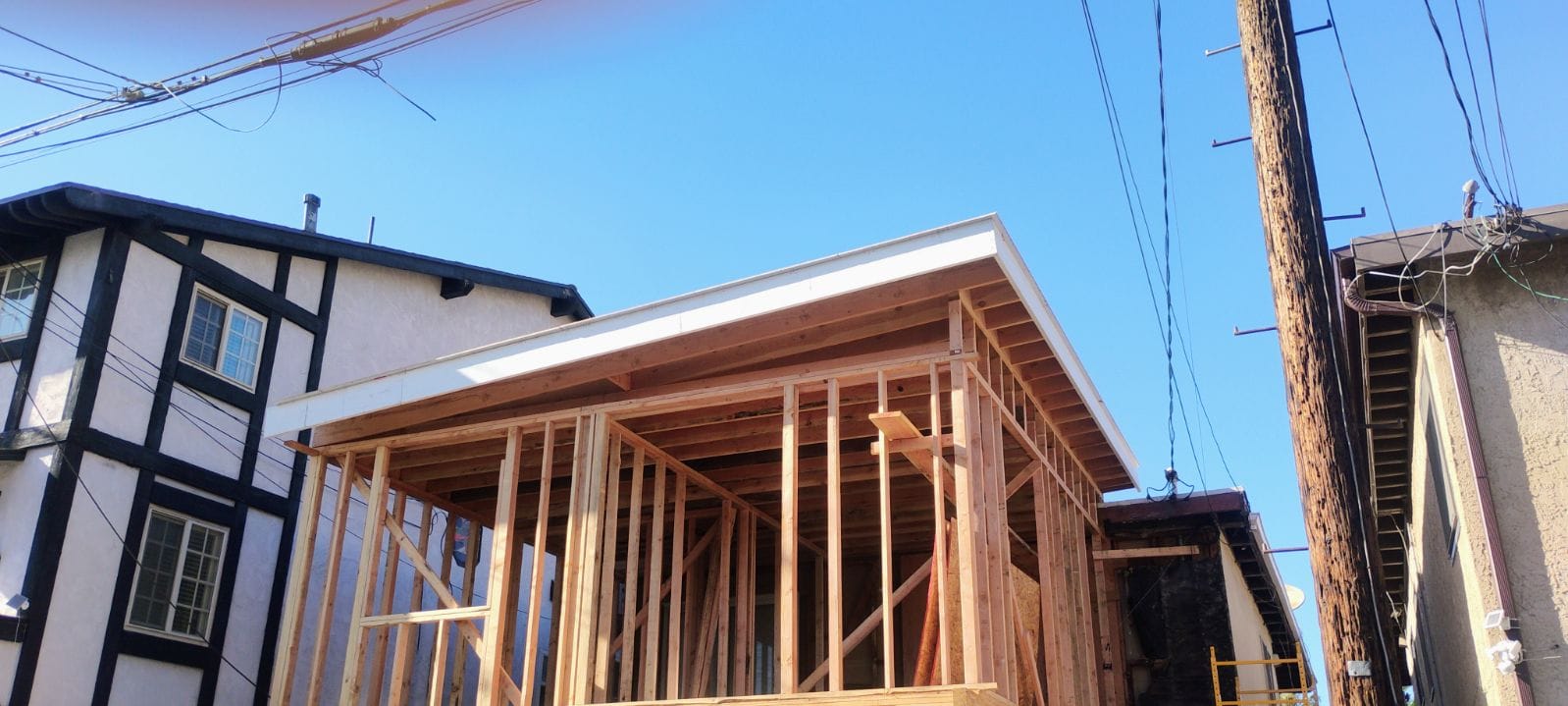 Residential wood framing elevation under construction